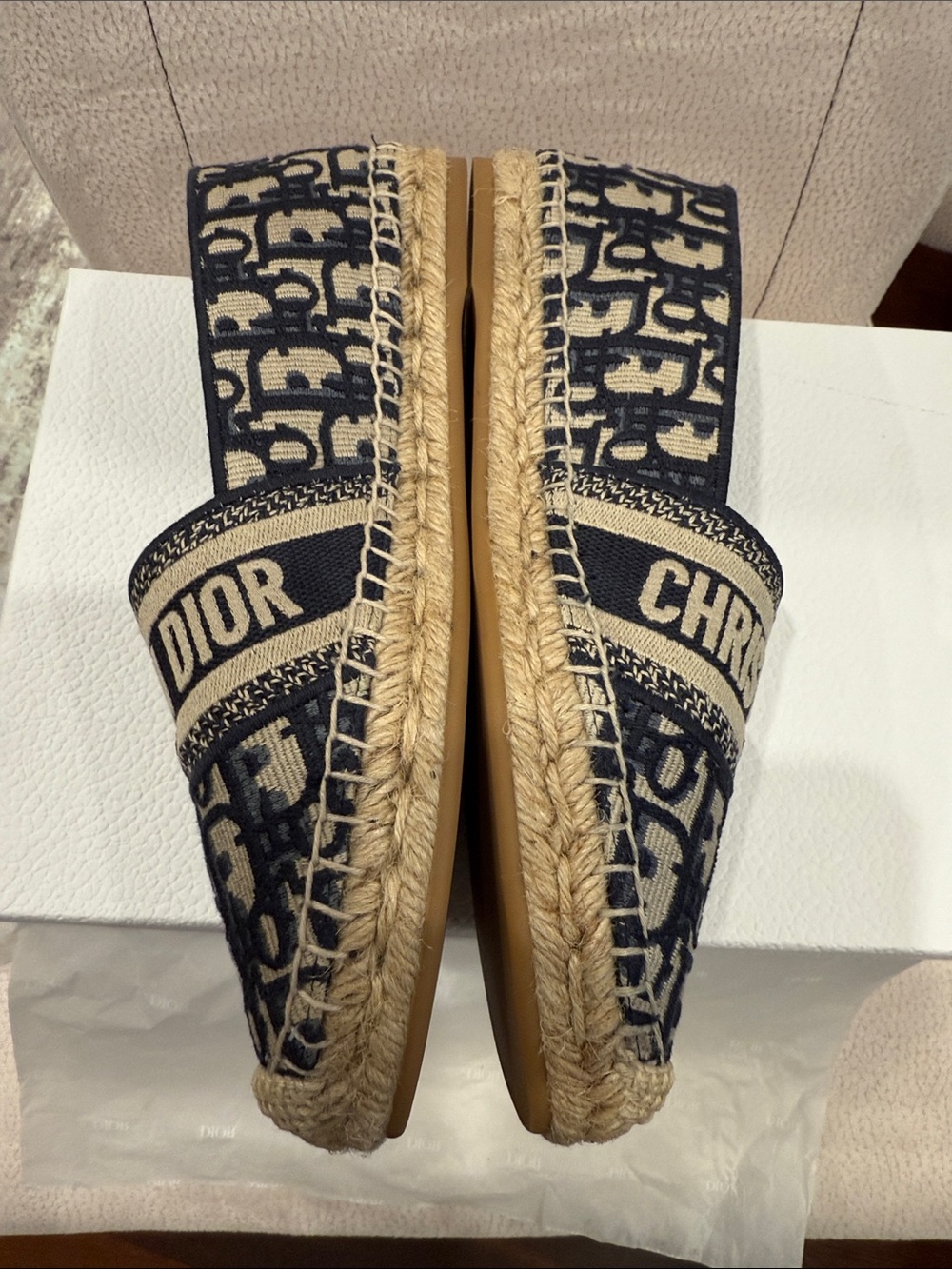 Christian Dior  Granville Deep Blue & Beige Monogram Espadrilles - Picture 5 of 13